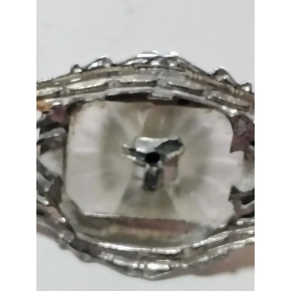 Vintage Sterling Silver USN Navy Mother of Pearl Art Deco Sweetheart Brooch